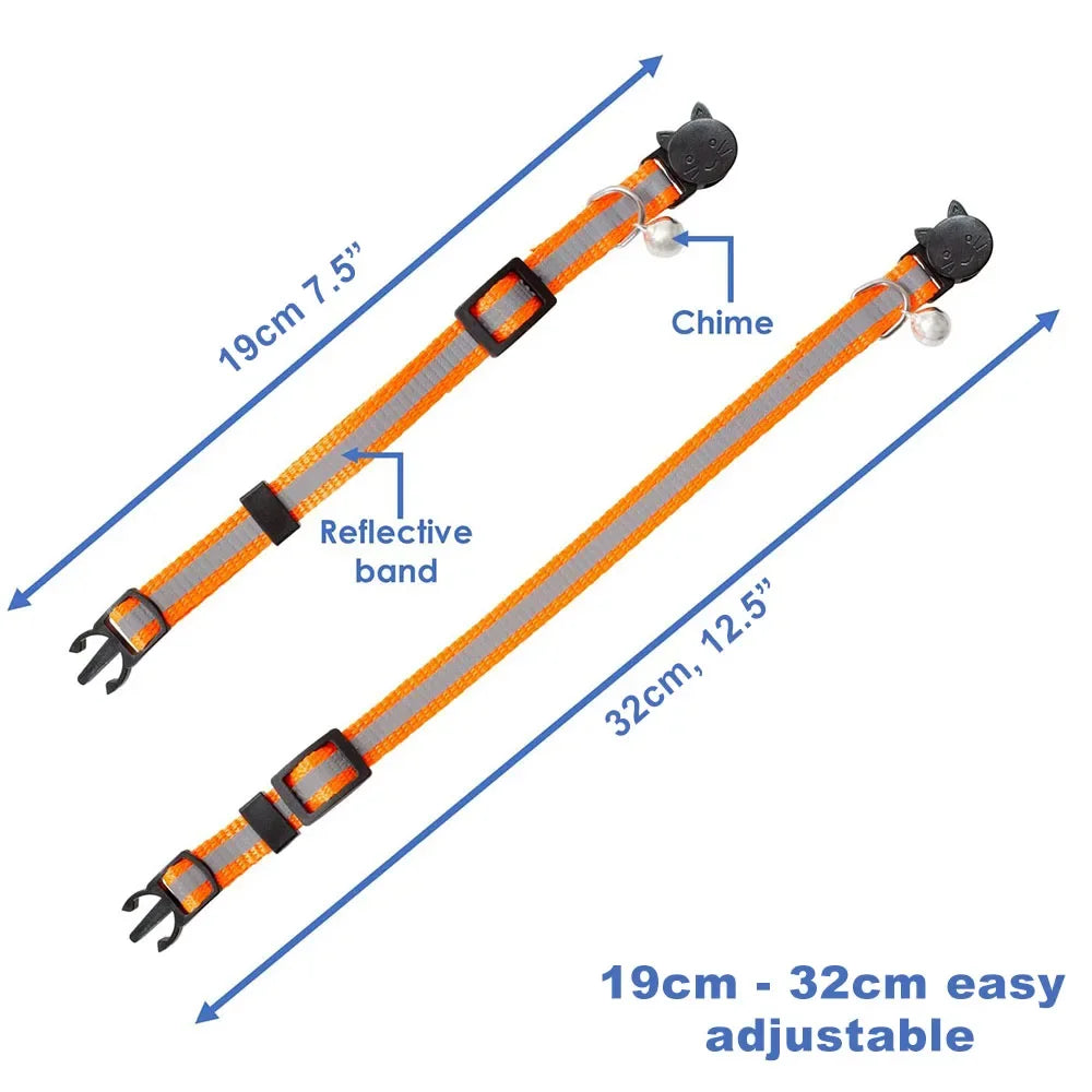 Collier Réfléchissant Sécurisé pour Chat | Boucle Safety + Clochette