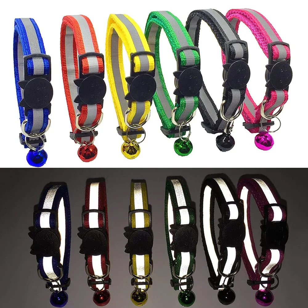 Collier Réfléchissant Sécurisé pour Chat | Boucle Safety + Clochette