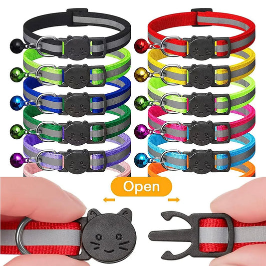 Collier Réfléchissant Sécurisé pour Chat | Boucle Safety + Clochette