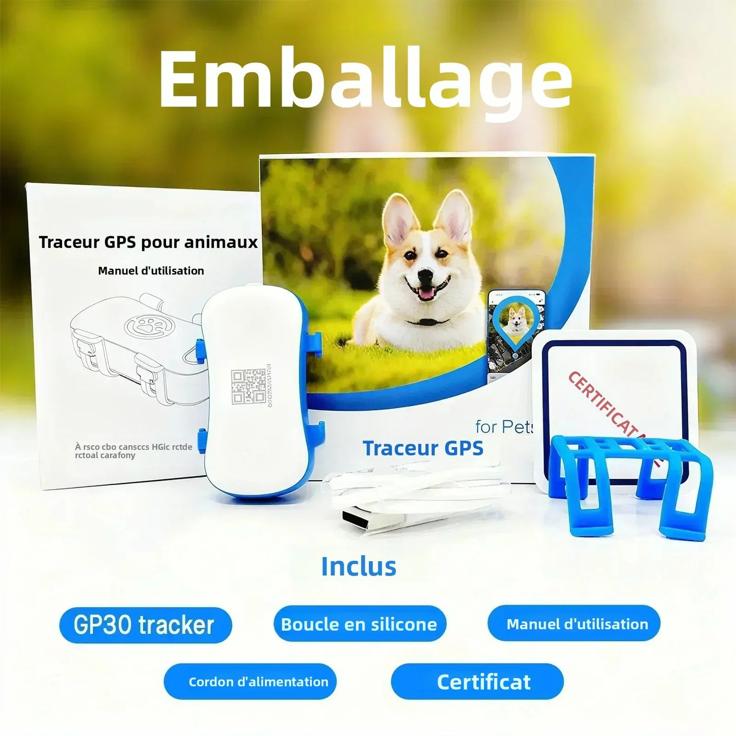 Traceur GPS 4G pour Chien et Chat | Suivi Temps Réel, SIM Intégrée