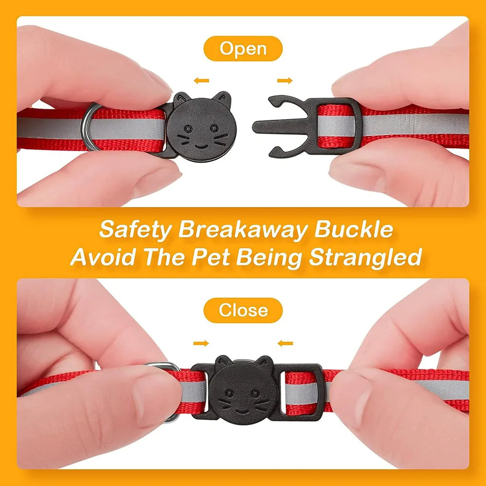 Collier Réfléchissant Sécurisé pour Chat | Boucle Safety + Clochette