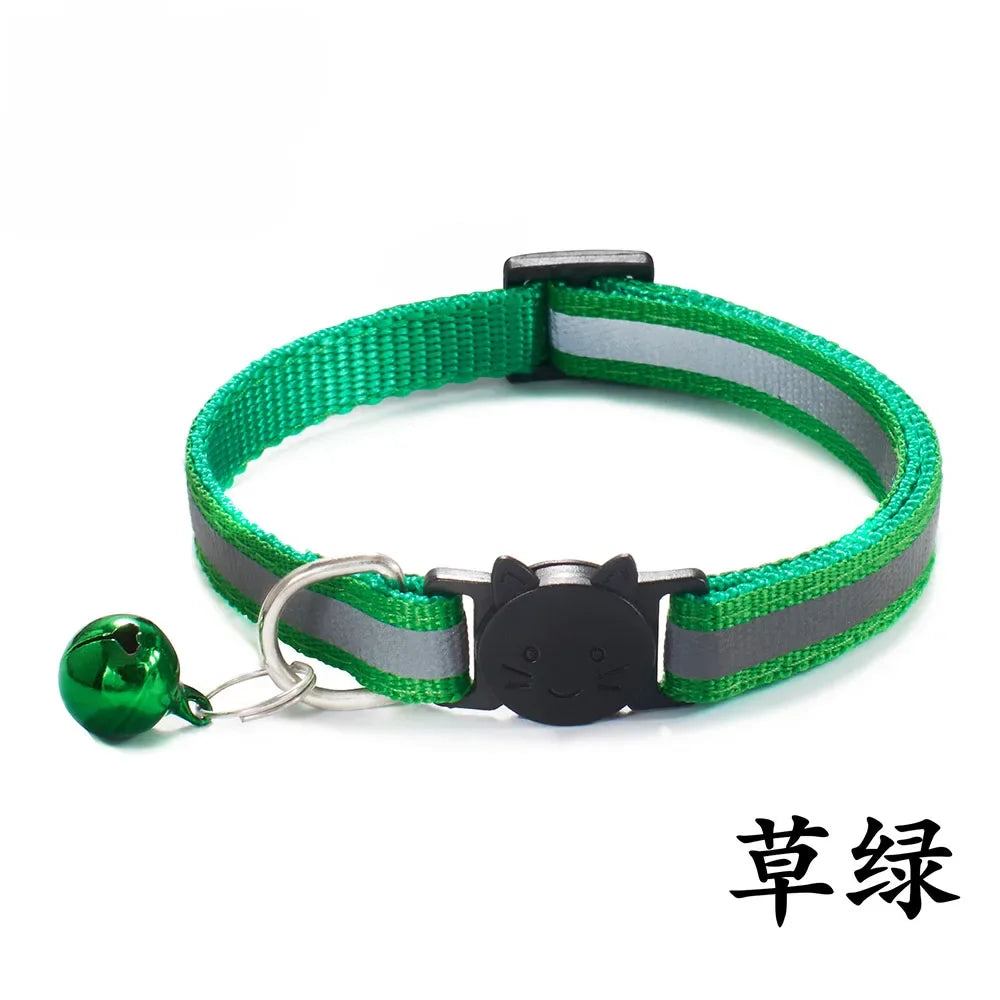 Collier Réfléchissant Sécurisé pour Chat | Boucle Safety + Clochette