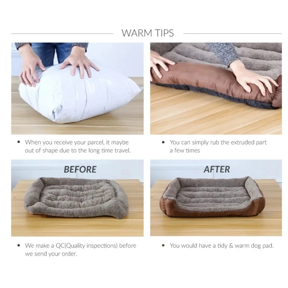 Canapé Lit Carré Sofa pour Chien | Confort XXL Hiver Chaud Élastique